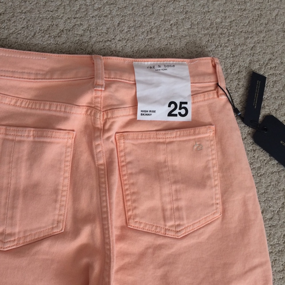 Rag & Bone High Rise Skinny Jeans salmon color - Picture 6 of 8